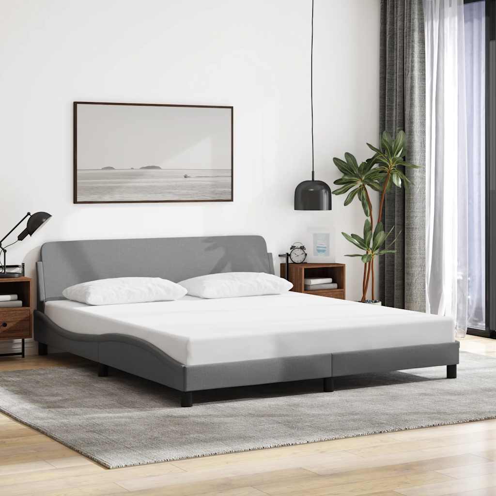Bed Frame Dover Light Gray 183x213 cm Fabric