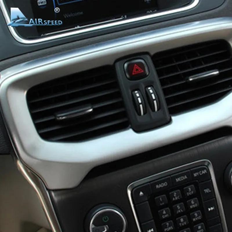 For Volvo V40 Interior Console Air Conditioning Outlet Decorative Cover Trim Stainless Steel Car Accessories Styling