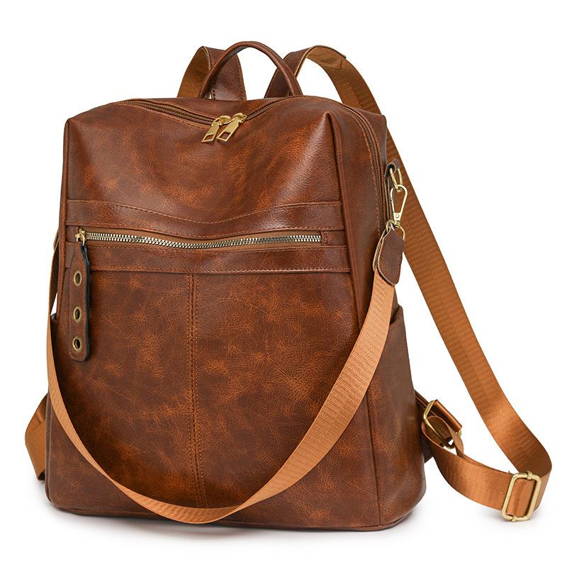 Retro Women's Soft Leather Multi-functional Single-shoulder Bag, Simple and Versatile, Large-capacity Backpack