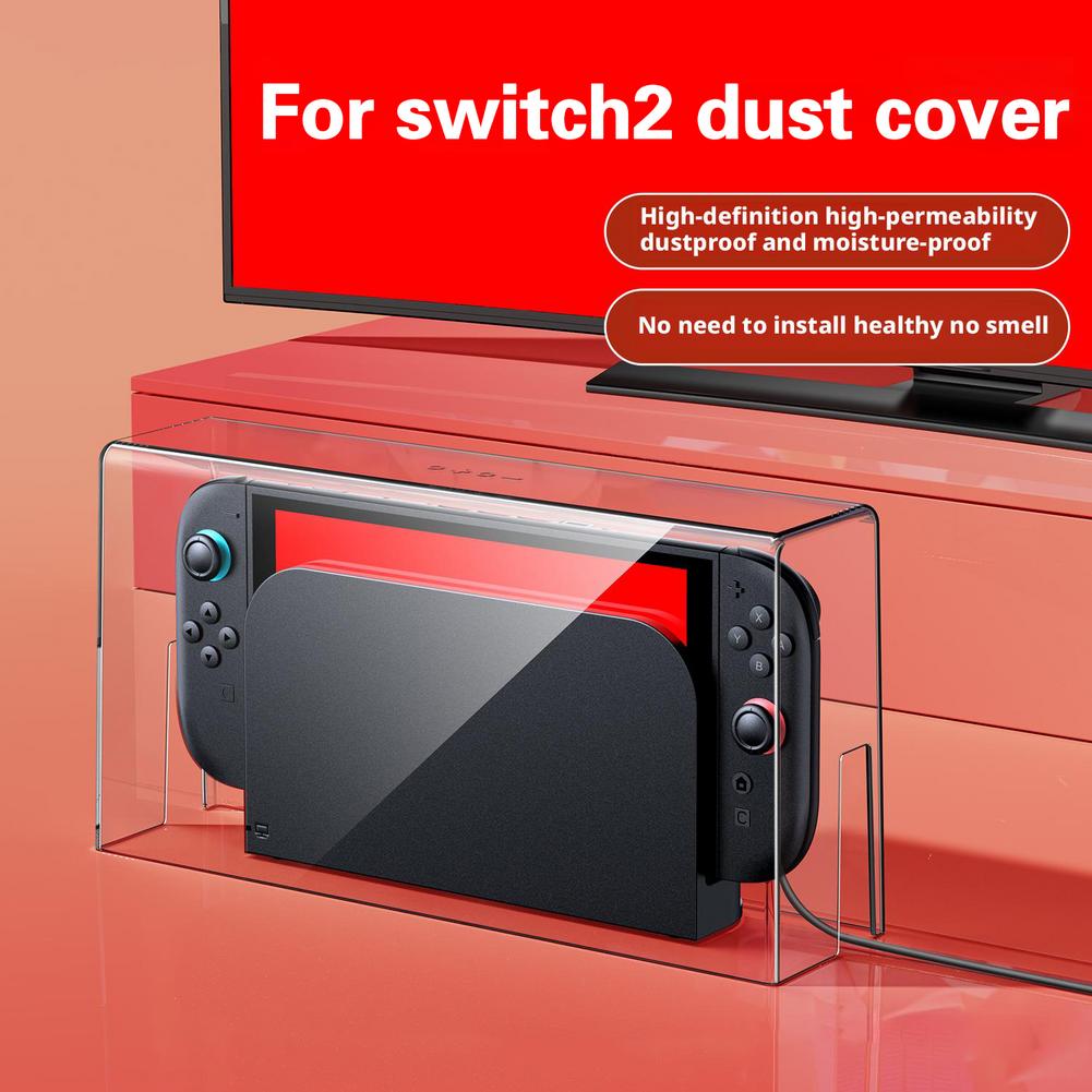 For Switch 2 Dust Cover Transparent Acrylic OLED Protective Case Cover Game Console Base Storage Box For NS2 Dustproof Accessory