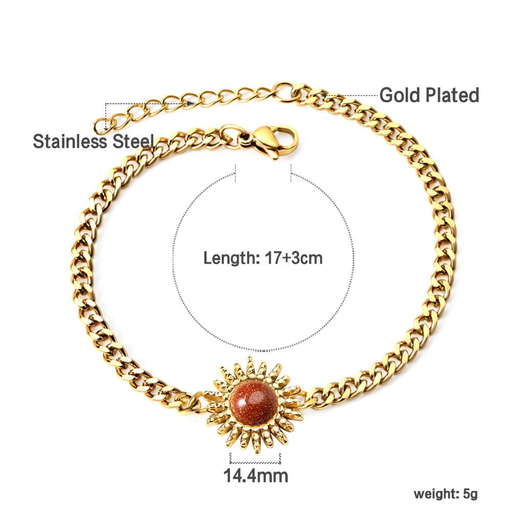 

Vintage Gold Sun Bracelet Colorful Zircon Hand Jewelry Light Luxury Fashion Accessory for Women