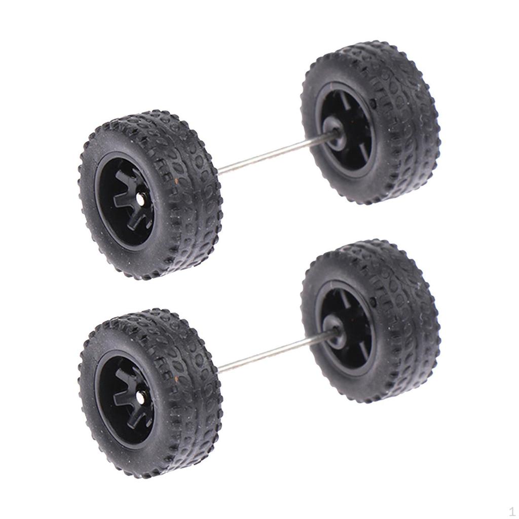 4 Pack 1/64 Scale Wheels with Axles for Diecast Car Models And RC Trucks