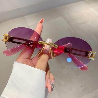 Bezramkowe Owalne Okulary Przeciwsłoneczne Damskie Stylowe Gradientowe Soczewki Oceaniczne Okulary Nowe Ins Modny Vintage Design Marki Lady Shades