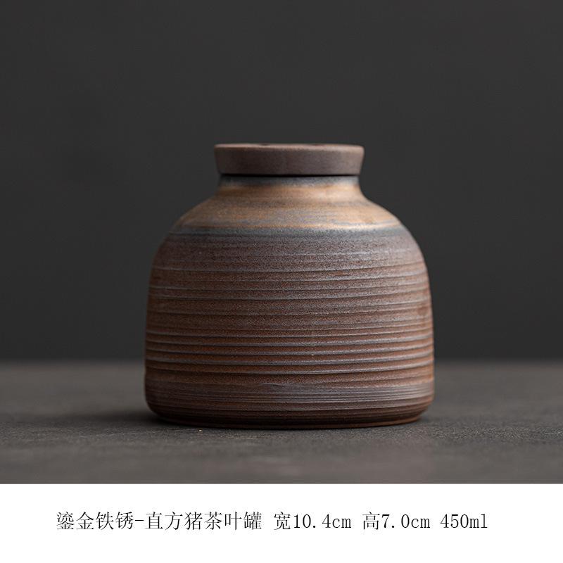 European Ceramic Sealed Jar Stoneware Tea Jar Vintage Candy Nut Coffee Bean Medicinal Herb Storage Bottle Household Jewelry Box