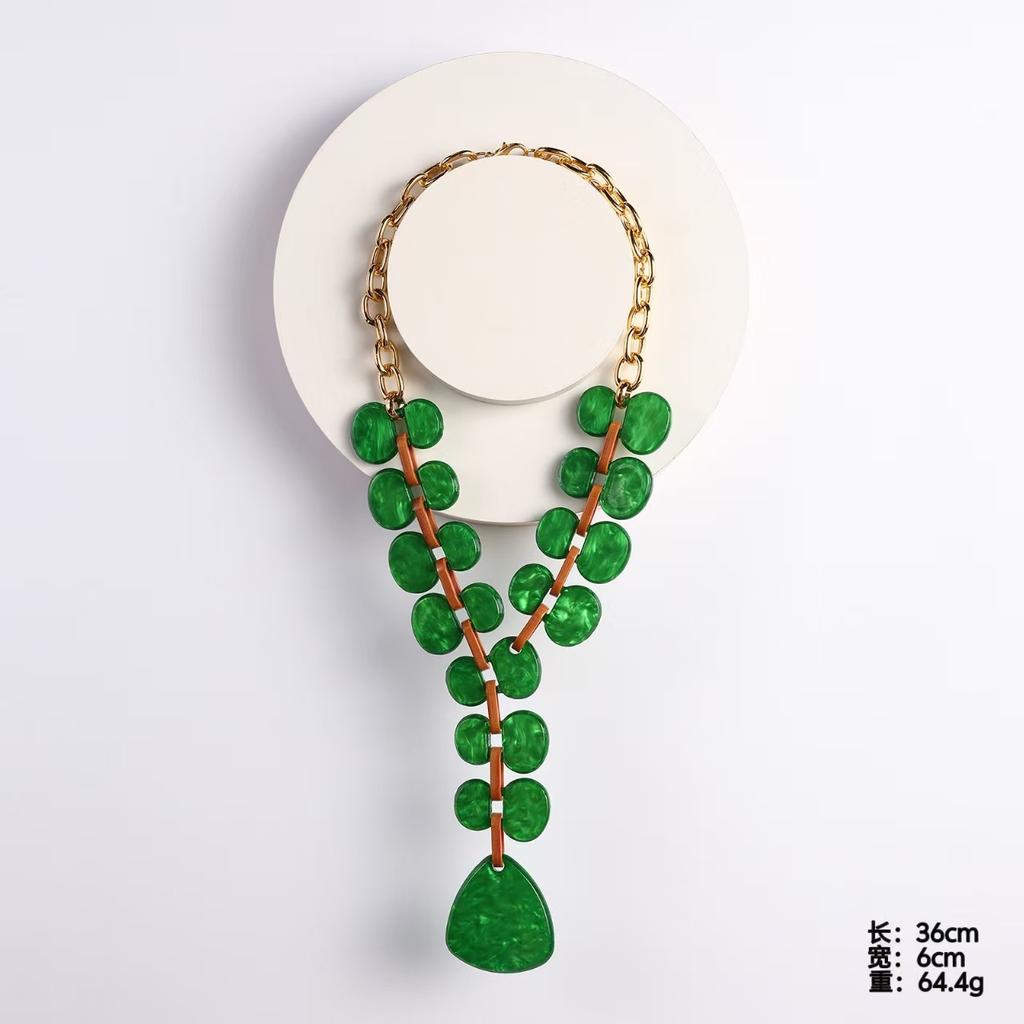 Trendy High Quality Colorful Acrylic Resin Big Long Necklace For Women Party Holiday Jewelry Exaggerated Choker