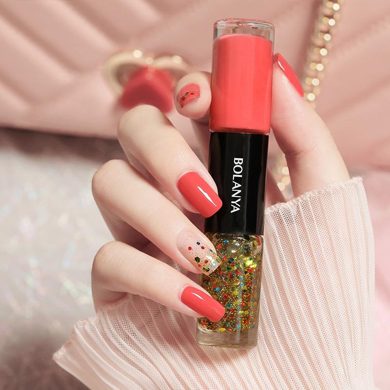 2-in-1-Nagellack mit zwei Enden, auf Ölbasis, schnelltrocknend, keine UV-Lampe erforderlich, lang anhaltender, splitterfester Nagellack