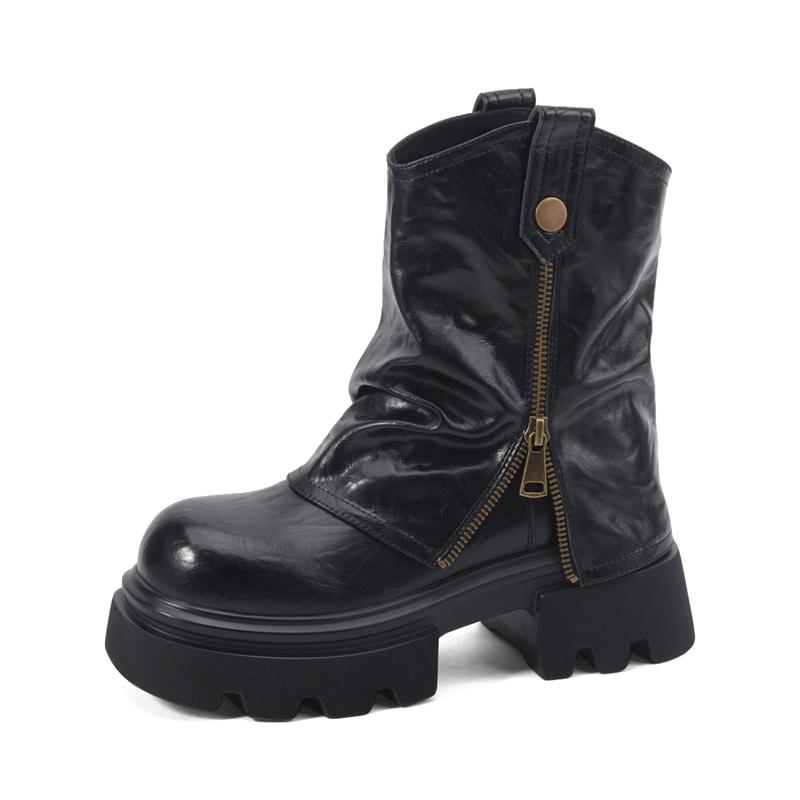 Fashion 2025 Women's Trouser Boots Thick-soled Square-toe Women Ankle Boots and Short Boots Large-size Fashion Motorcycle Boots female