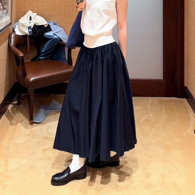 Ralph Spring Contrasting Skirt Waist A-shaped Skirt War Horse Embroidery Retro Elastic Waist Skirt