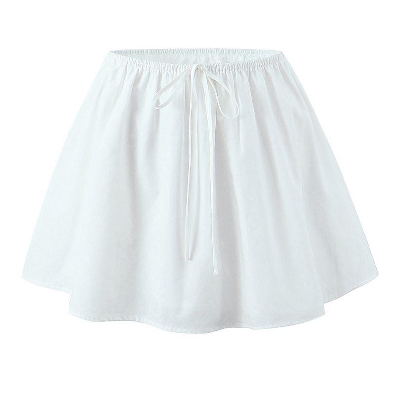 

Meigao Plain Boiled Water American Sweetheart Charming Style White V-neck Waist Trimming Shirt + A- line Skirt Pure Desire Sexy Suit White overskirt L