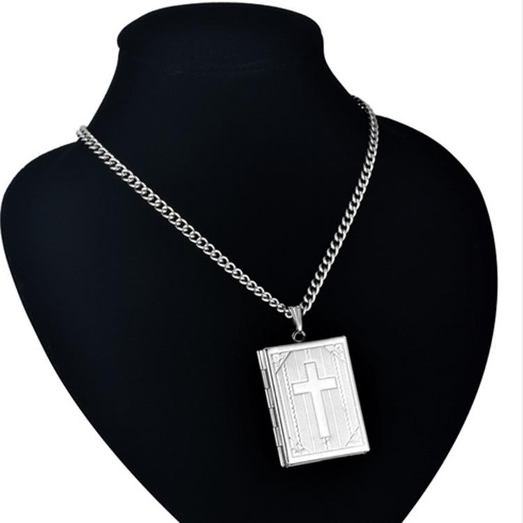 Popular Bible Magic Box Cross Brass Pendant Necklace