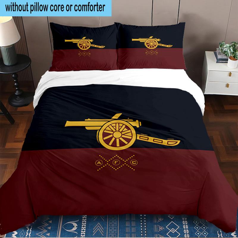 3PCS Arsenal Football Club Crest Printed Bedding Set, Includes A Duvet Cover and Two Pillowcases for Bedroom, Suitable for All Seasons