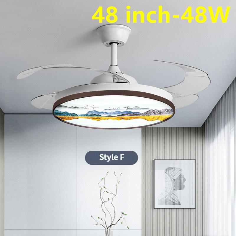 Intelligent Variable Frequency Integrated Ceiling Fan With Light Bedroom Invisible Silent Fan Light Simple Ceiling Fan Lamps With Remote Control