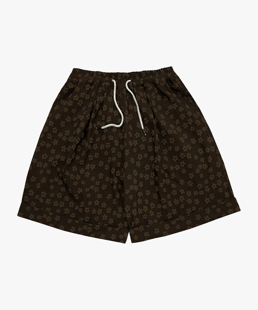 Nainneoscheu Flower Turn-Up Shorts_Brown