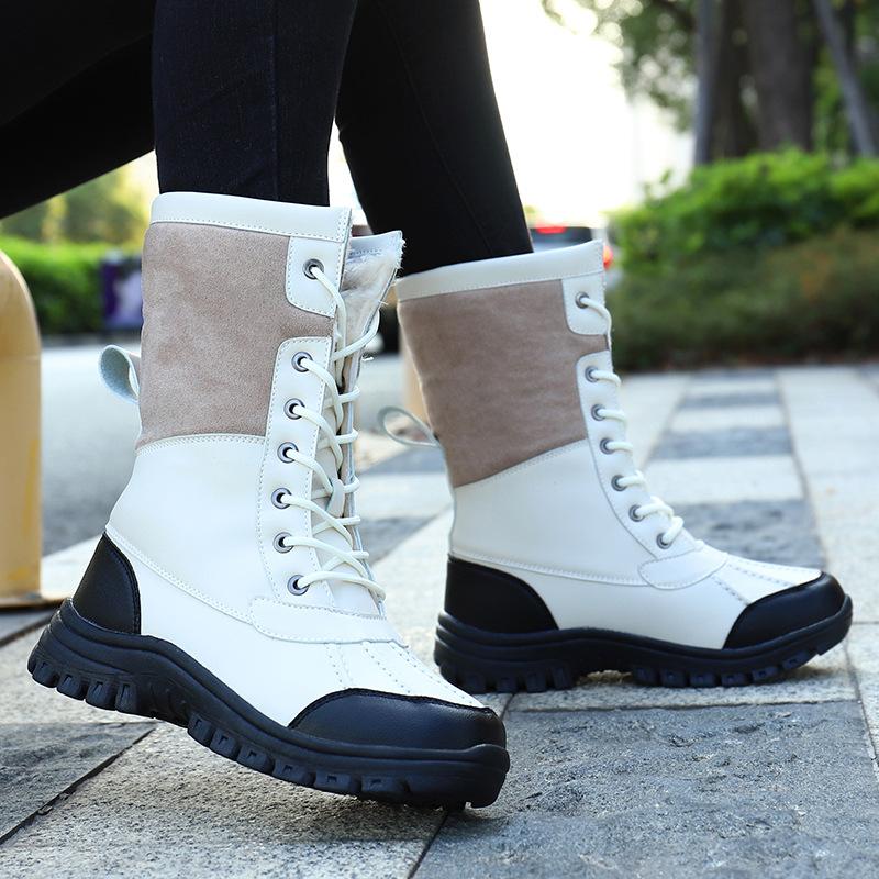 Women's padded cold warm thick soles lightweight hiking mountaineering waterproof non-slip sports high-top snow boots cotton shoes Martin boots