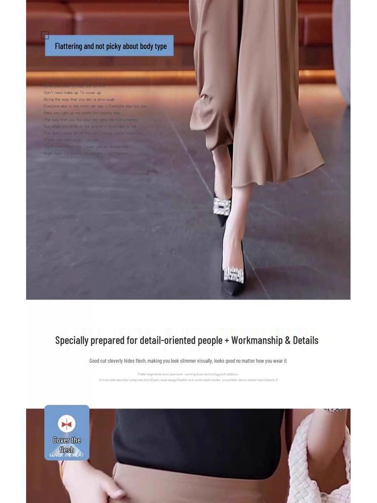 Ice Silk High Waist Wide-Leg Skirt Pants for Women - Summer 2026 Collection, Thin and Casual Seven-Point Length
