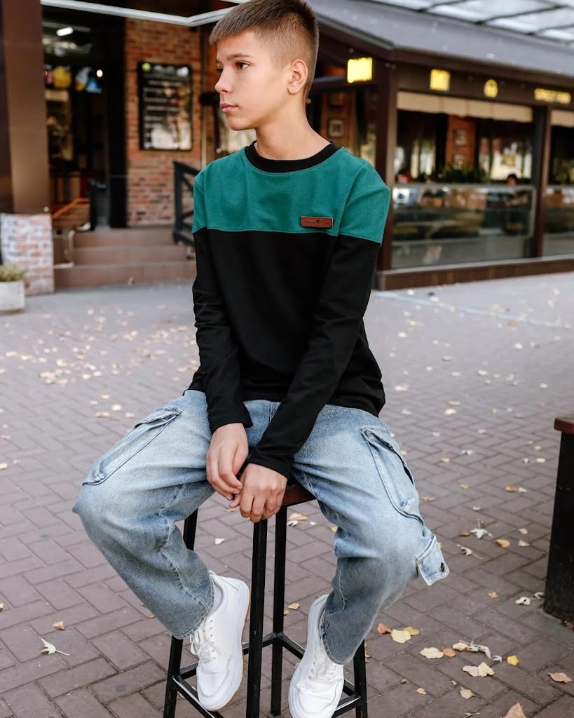 Boys’ Sweatshirt – Stylish Two-Tone Double-Knit Fabric, Comfortable Fit, Any Season, 6387-057 HC