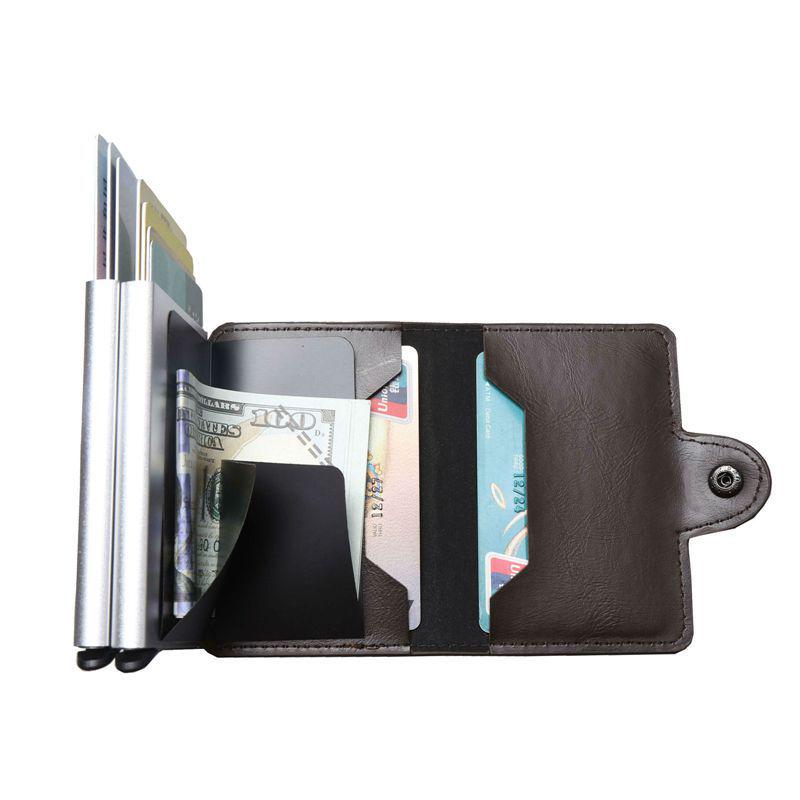 Men Genuine Leather Business Credit Card Holder Money Clip Cash Holder Wallet Purse