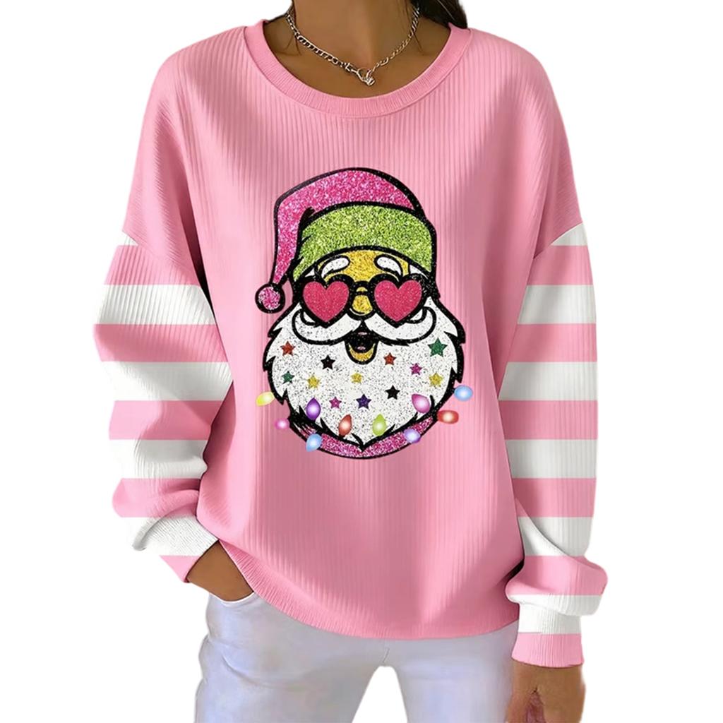Women's Loose Comfortable Casual And Fashionable Round Neck Christmas Pattern Long Sleeved Sweatshirt
