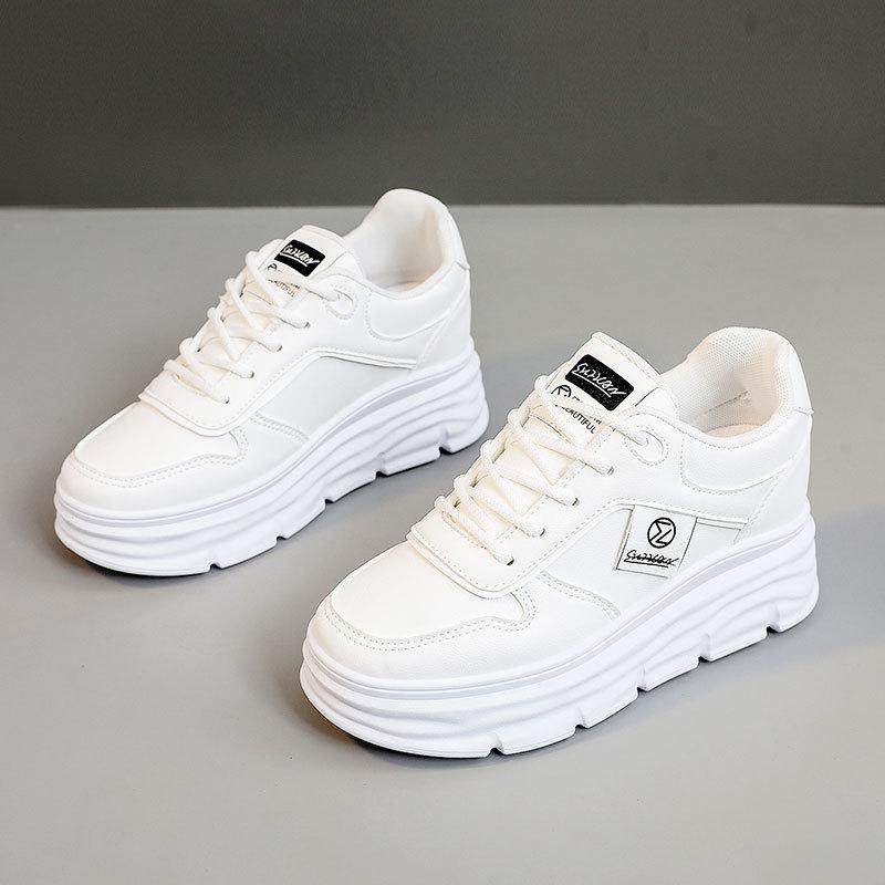 

Women White Board Shoes Autumn Height Increase Wear-resistant Platform Casual Shoes Outdoor Non Slip Fashion Lace Up Wedge Shoes 40 белый