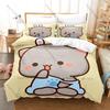 Popular Peach Cat IP Duvet Cover + 2 Pillowcases, Lovely Pink Cat Pattern Bedding Set for Fan Collection