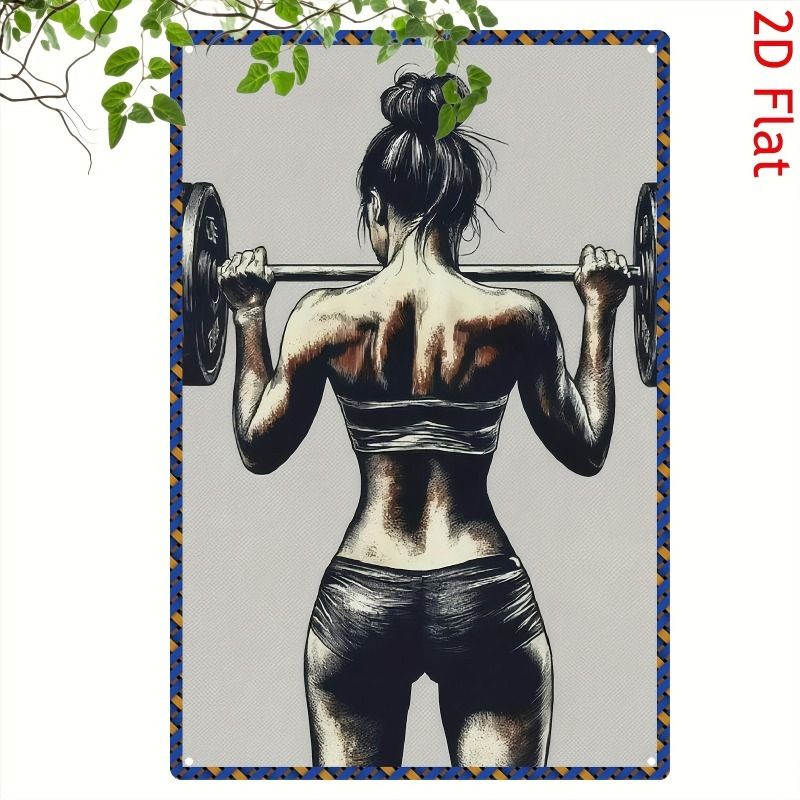 Gym Motivation Metal Tin Sign Fitness Weightlifting Dumbbell Wall Art Decor Home Gym Garage Man Cave Poster Painting