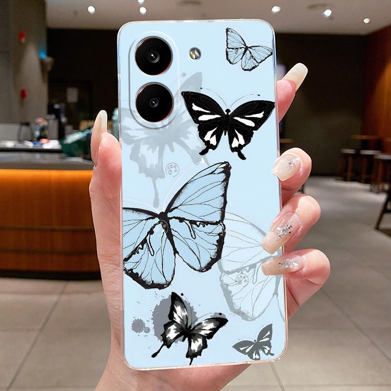 Phone Case For Redmi Turbo 5 / Poco X8 Pro 5G Fundas Capa Butterfly Bow Protective Casing Transparent Soft Silicone TPU Cover