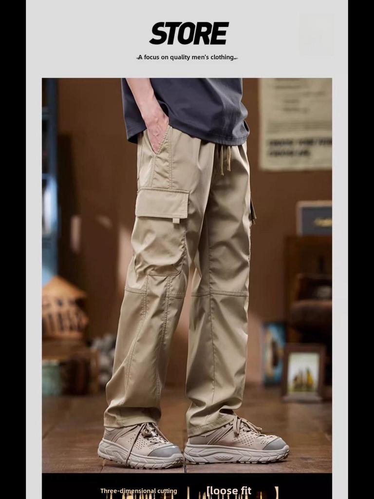 Men's Spring Casual Straight-Fit Overalls: Versatile Long Pants for Daily Wear