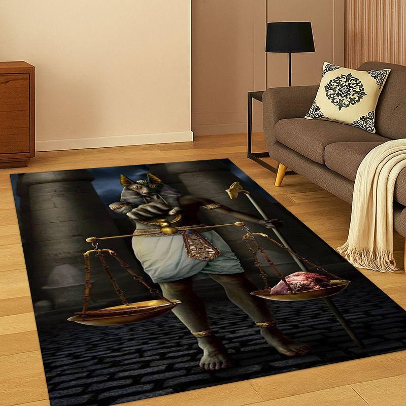 Antico Egitto Morte Anubi Faraone Tappeto Cartone Animato per Camera da Letto Soggiorno Divano Sala Giochi Zerbino Decorazioni per la Casa, Tappeto Area Antiscivolo