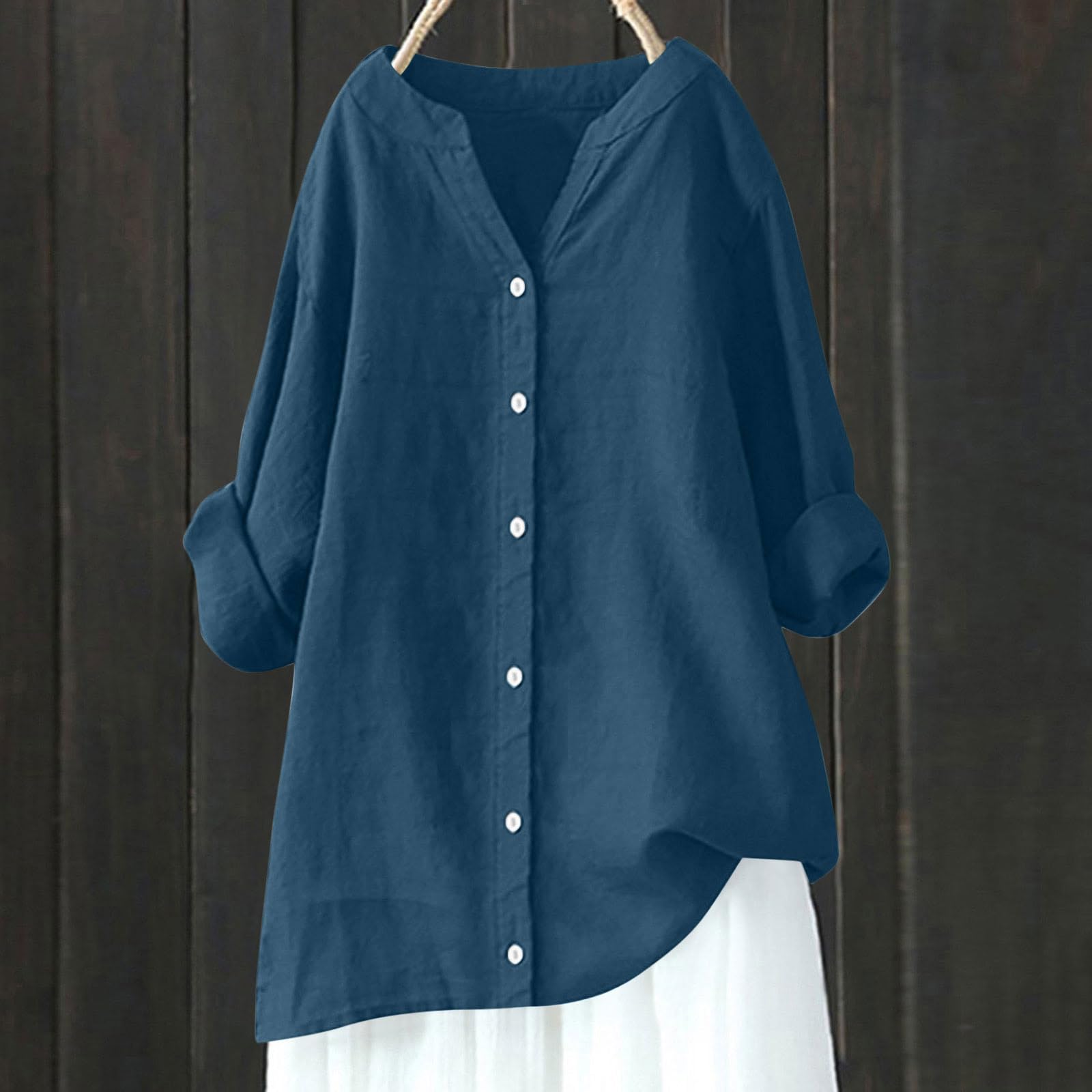 

Women s Long Sleeve Button Color Loose Shirt Casual Shirt XL