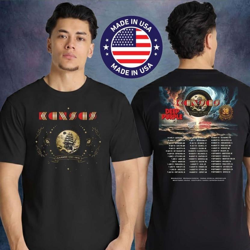 Kansas Band Deep Purple North American Tour 2026 TShirt Two Sided Concert Tee Unisex T-Shirt M