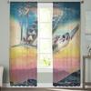 Sky Sea Turtle Mountain Window Treatment Tulle Modern Sheer Curtains for Kitchen Living Room the Bedroom Curtains Decoration