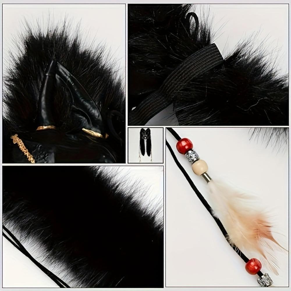 Furry Wolf Mask Viking Fur Fox Mask Wendigo Headdress Halloween Werewolf Costume Barbarian Medieval Cosplay Warrior Renaissance