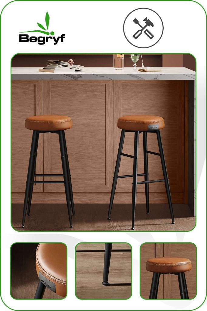 Hoker Brązowy Taboret Do Kuchni Barowy Do Pokoju Nowoczesny Begryf 33X33X76
