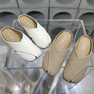 Genuine Leather Flat Bottom Slippers Women Wear Soft Sole Comfortable Versatile Womens Shoes Fashion Slippers Pantuflas De Mujer
