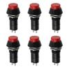 6PCS Black Latching Push Button Switch, Momentary Push Button Switch for 0.39" Mounting Hole