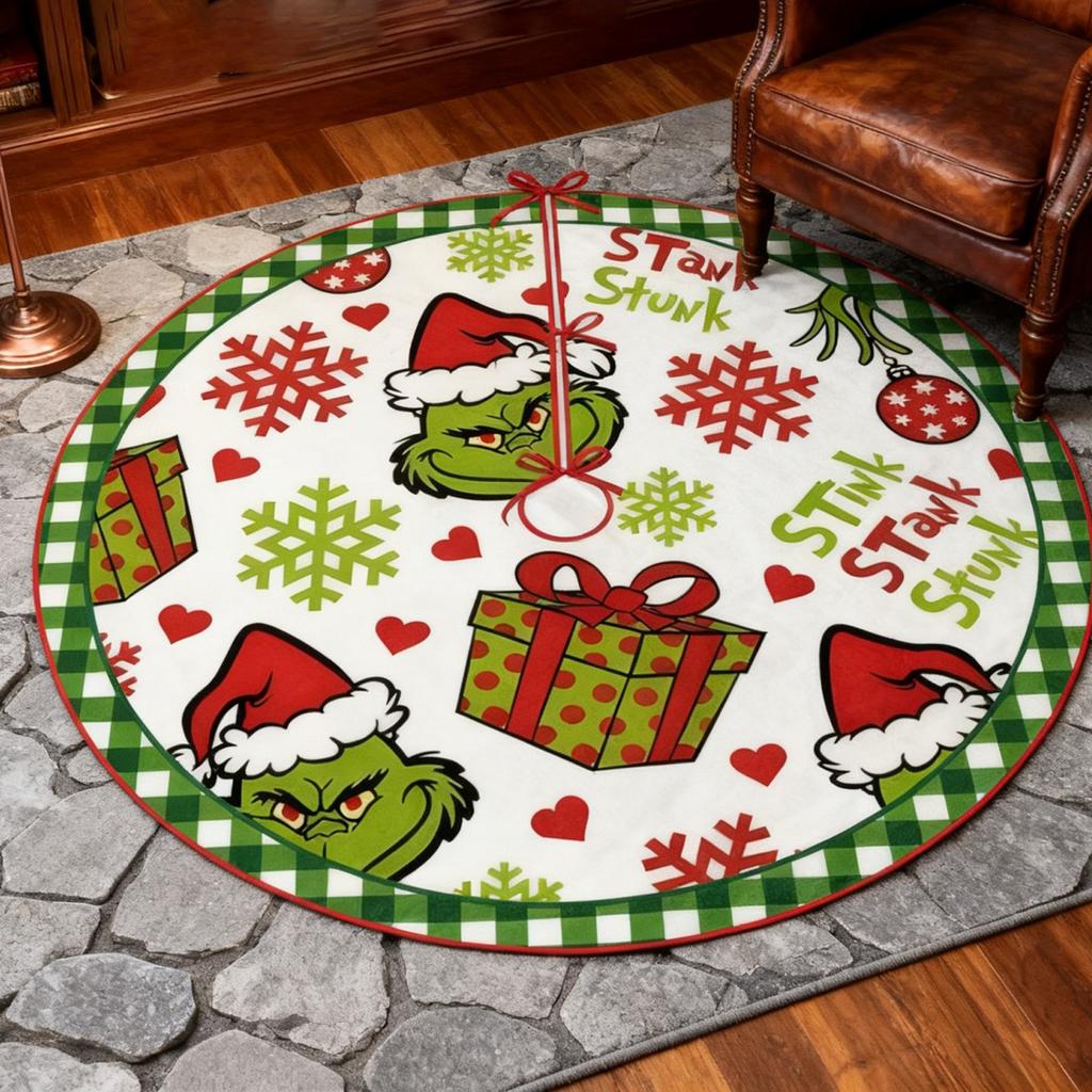 60/90/120cm Jul Söt Blommig Julgransmatta Varm Atmosfär Golvmatta Dekoration Matta