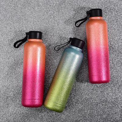 500ml doppelwandige Glitzer-Diamantfarbe isolierter Edelstahl-Thermos-Vakuum-Wasserflasche mit Schraubverschluss