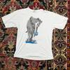 Vintage 90s Elephant Graphic T-Shirt Animal Print White Single Stitch Size XL