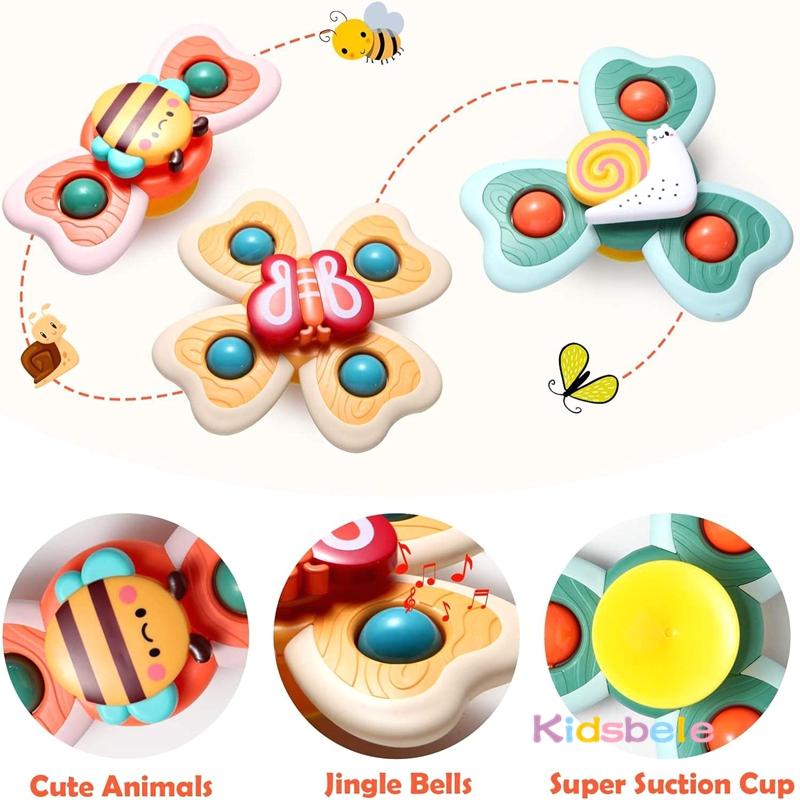 New Style 3 PCS Suction Cup Rotating Toys for Infant and Toddlers Fun Bath Toys with Spinning Suction Cups Fingertip Gyroscope