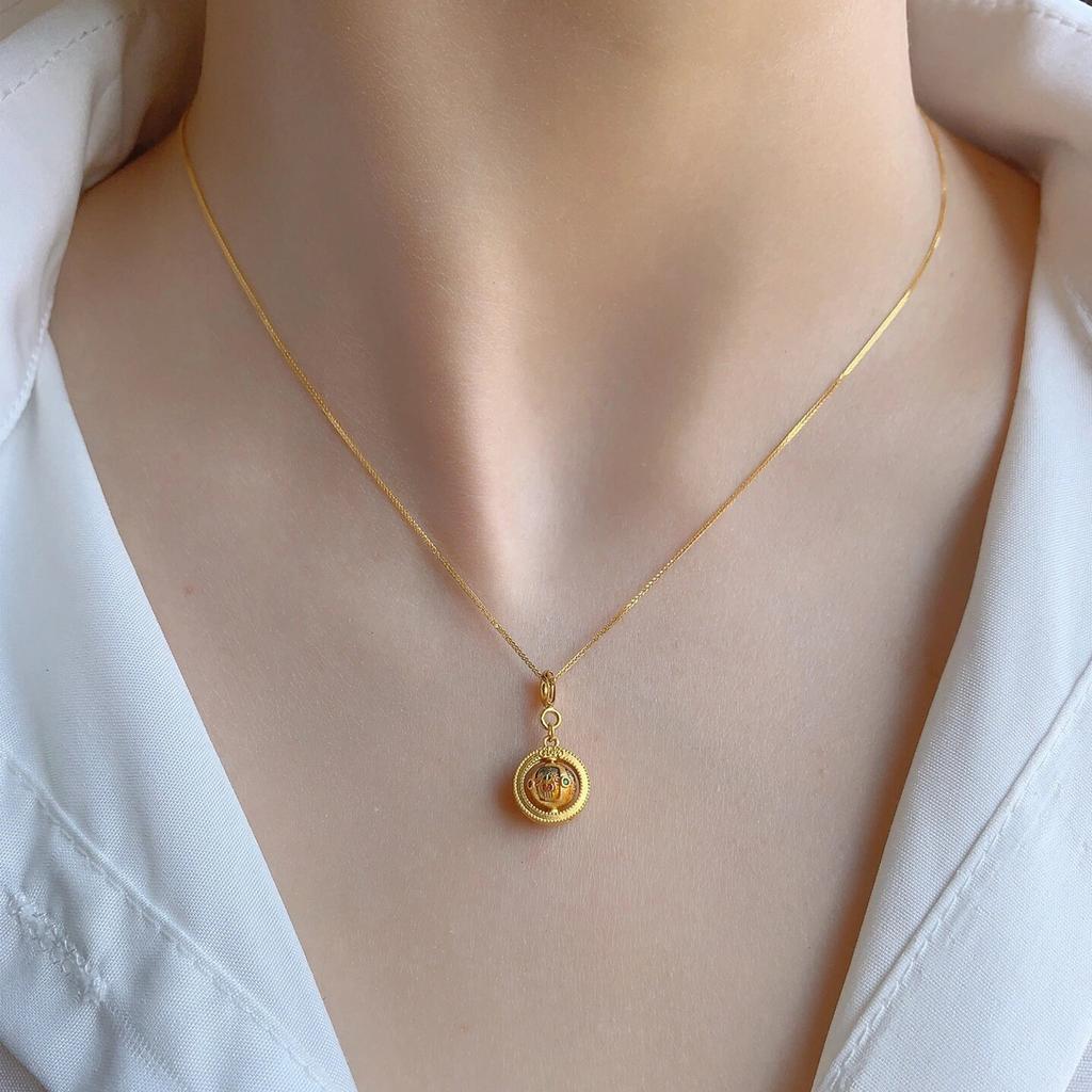 Zakiram Transfer Bead Necklace Pendant Collarbone Chain Advanced Sense Lucky Lucky Tibetan God of Wealth Chinese Style Girl