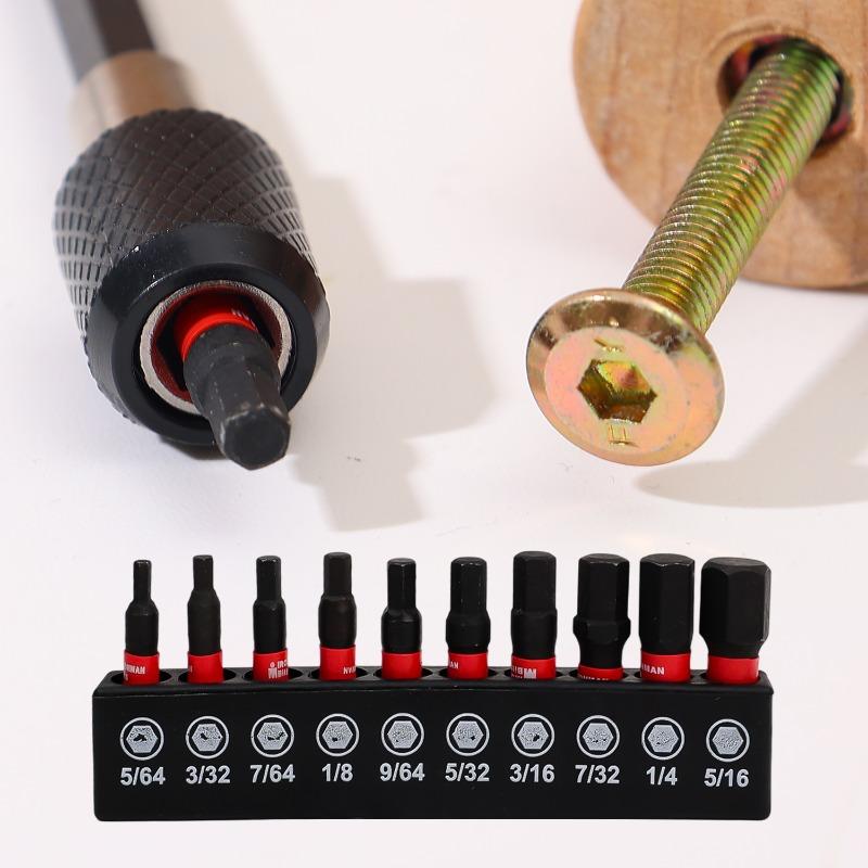 10PCS Magnetic Hex Bits Set Universal Square Screwdriver Kit Tough Alloy Steel Magnetic Head Tools Household Workshop DIY Repair