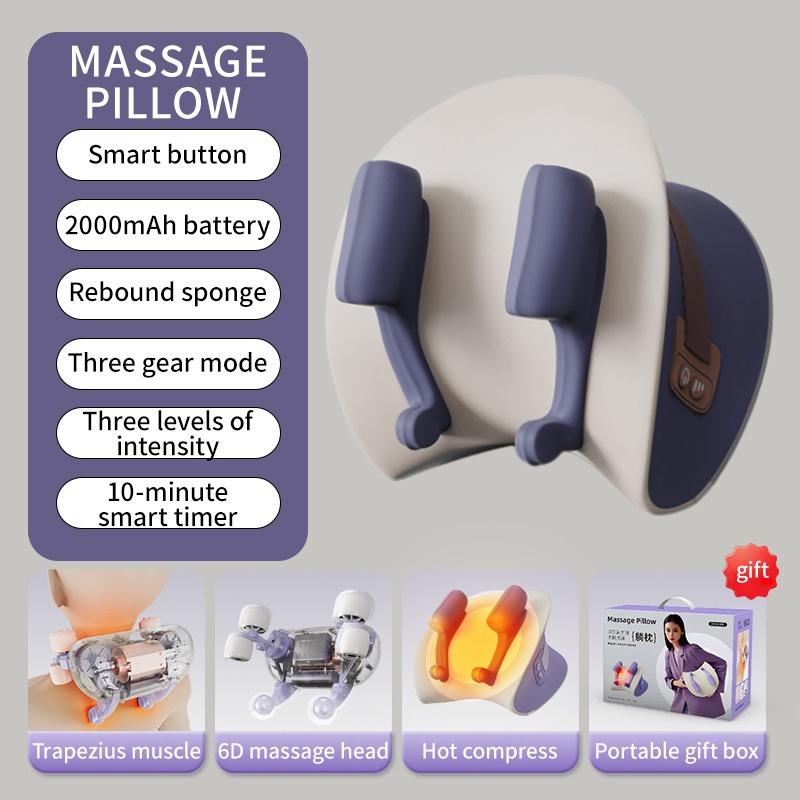 Neck and Shoulder Kneading Massage Pillow Cervical Massager Trapezius Muscle Kneading Massage Pillow
