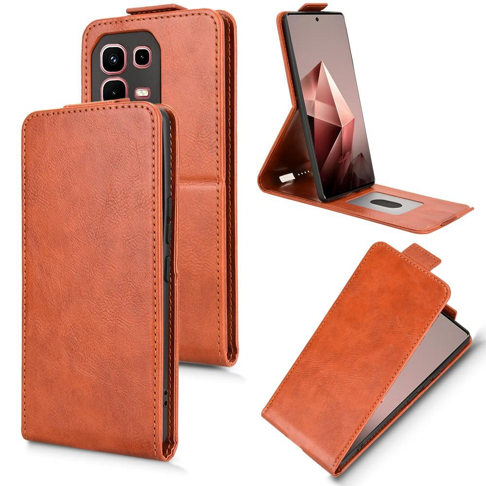 

For Infinix Note 50s 5G X6870 Stand Case Magnetic Clasp Vertical Flip Leather Phone Cover with Card Holder Orange