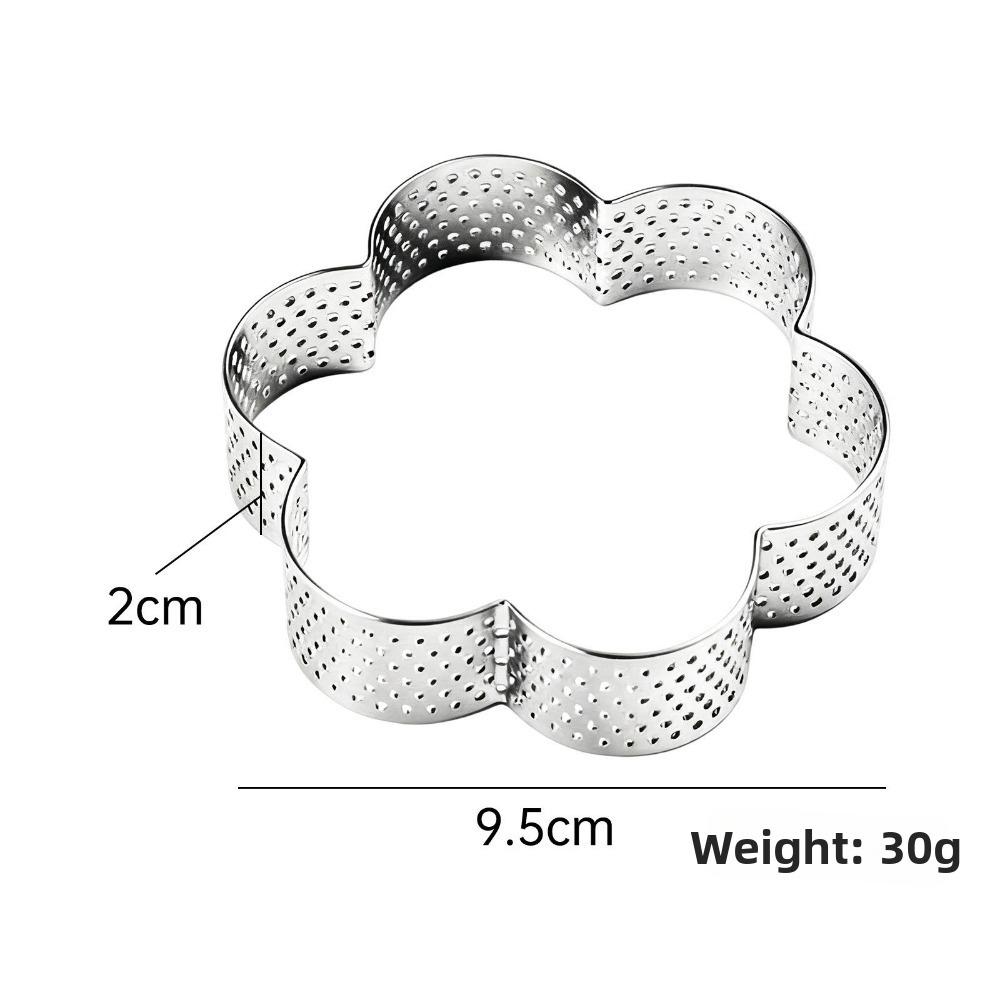 Flower Shaped Tart Ring Perforated Design Mousse Cake Ring Versatile Cookie Cutter Mold For Baking