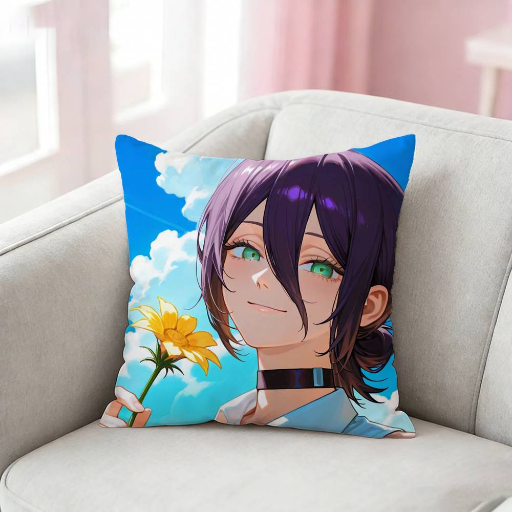 CChainsaw Man Reze Arc Pillow Case Pattern Printed Pillowcase For Living Room Sofa Cushion Cover