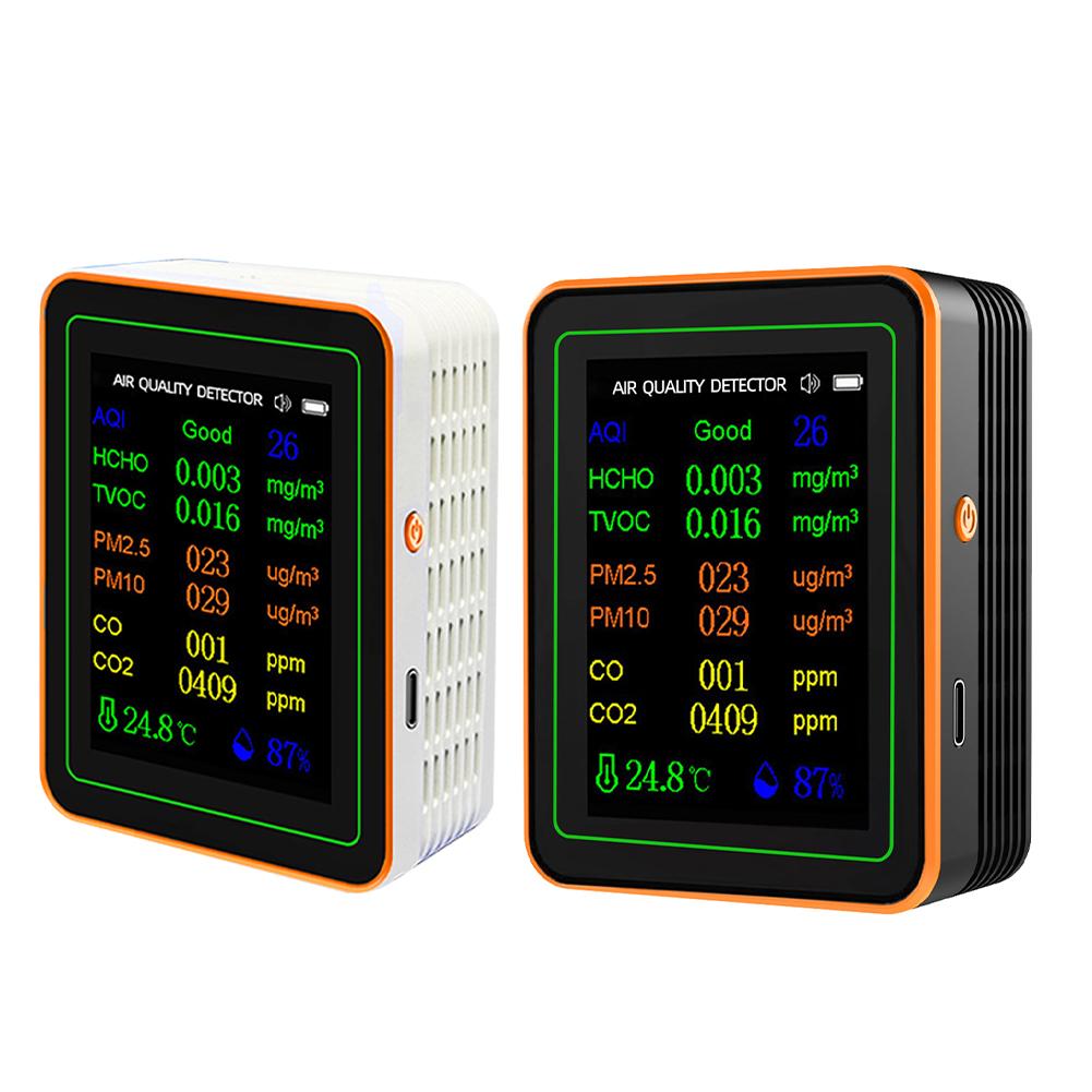 10 in 1 Air Quality Detector CO2 Meter 2.8 Inch TFT Display Carbon Dioxide Detector Formaldehyde CO2 Detector for Indoor/Outdoor