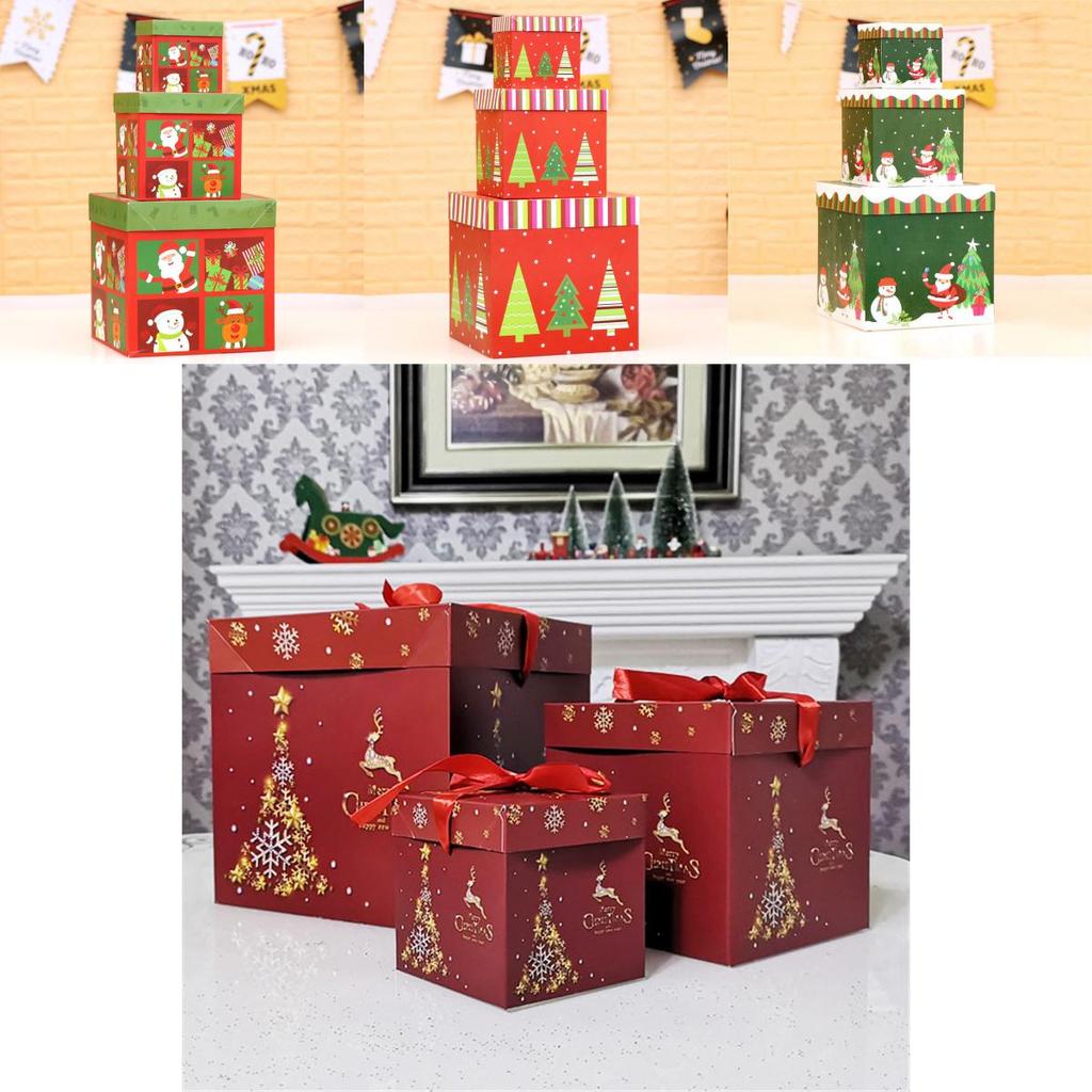 Cutie Cadou Mare Premium de Crăciun cu Capac și Panglică Perfectă pentru Cadouri de Sărbători**