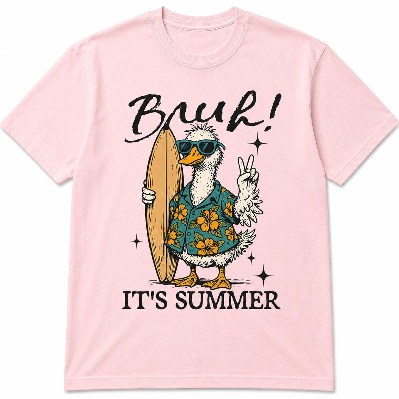 Bruh It’s Summer Funny Surf Duck Graphic T-Shirt M