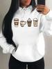 But First Coffee Cartoon Coffee Drink Pattern Hoodie Fashion Warm Casual Trendy Unisex Streetwear Pullover Sweatshirt Soft Fleece Material