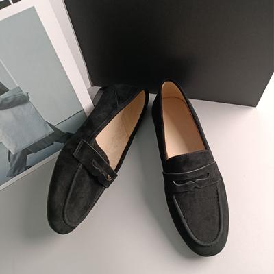 Mocassins en cuir pour femmes, chaussures de ville à semelles souples, bout rond, talons bas, pois souples, printemps et automne